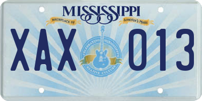 MS license plate XAX013