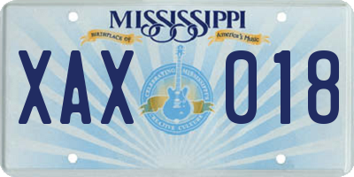 MS license plate XAX018
