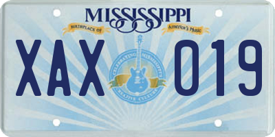 MS license plate XAX019