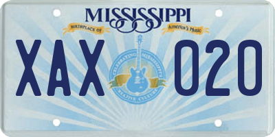 MS license plate XAX020