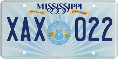 MS license plate XAX022