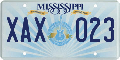 MS license plate XAX023