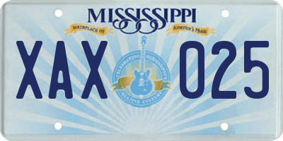 MS license plate XAX025