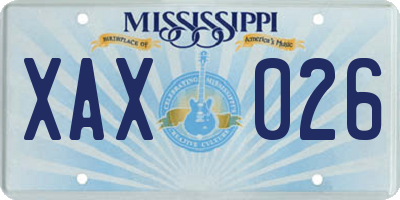 MS license plate XAX026