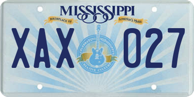 MS license plate XAX027