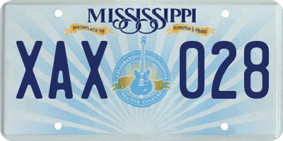 MS license plate XAX028