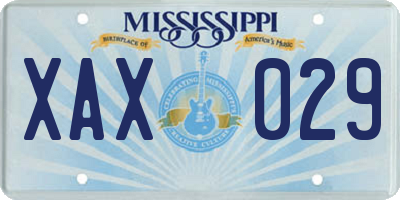 MS license plate XAX029