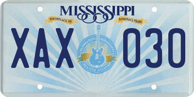 MS license plate XAX030