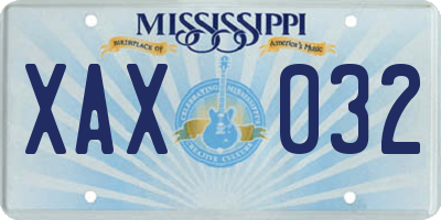 MS license plate XAX032