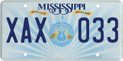 MS license plate XAX033