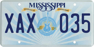MS license plate XAX035