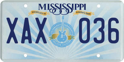 MS license plate XAX036