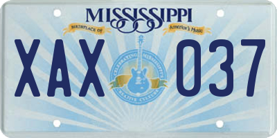 MS license plate XAX037