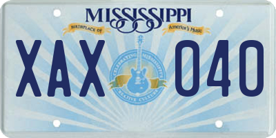 MS license plate XAX040