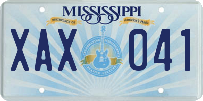 MS license plate XAX041
