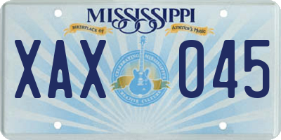 MS license plate XAX045