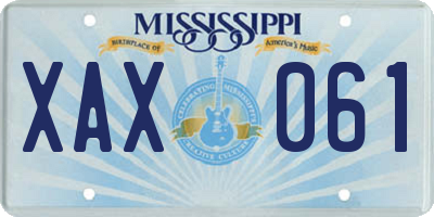 MS license plate XAX061