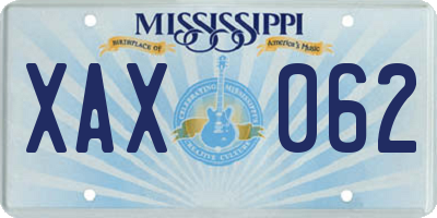 MS license plate XAX062