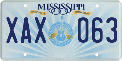 MS license plate XAX063