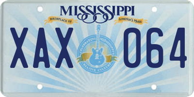 MS license plate XAX064