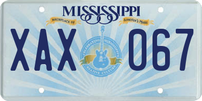 MS license plate XAX067