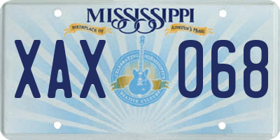 MS license plate XAX068