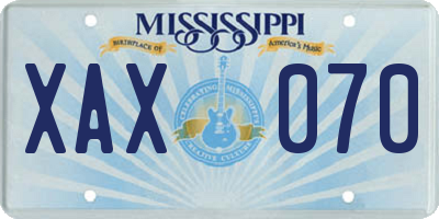 MS license plate XAX070