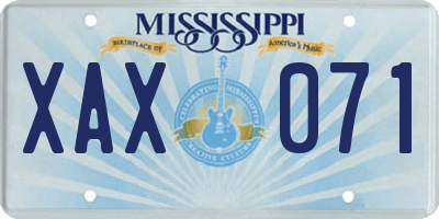 MS license plate XAX071