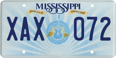 MS license plate XAX072