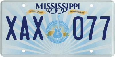 MS license plate XAX077