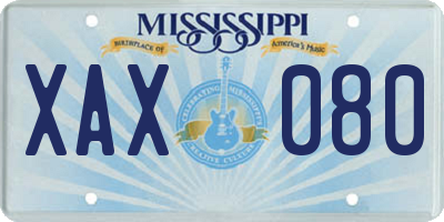 MS license plate XAX080