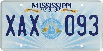 MS license plate XAX093