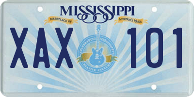 MS license plate XAX101