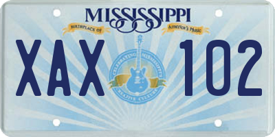 MS license plate XAX102