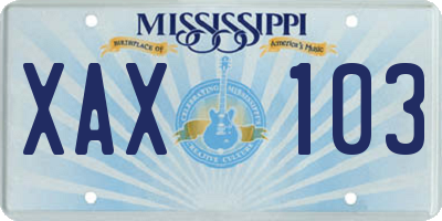MS license plate XAX103