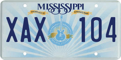 MS license plate XAX104