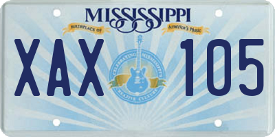 MS license plate XAX105