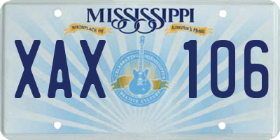 MS license plate XAX106