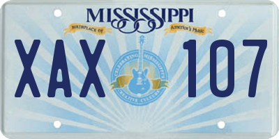MS license plate XAX107