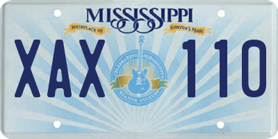 MS license plate XAX110