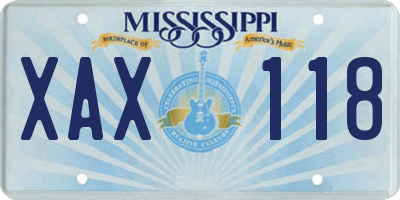 MS license plate XAX118