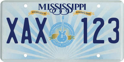 MS license plate XAX123