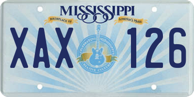 MS license plate XAX126
