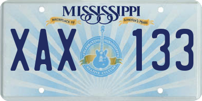 MS license plate XAX133