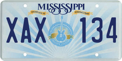 MS license plate XAX134