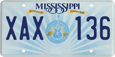 MS license plate XAX136