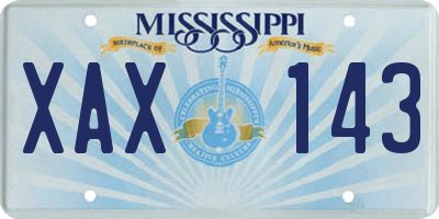 MS license plate XAX143