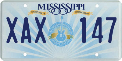 MS license plate XAX147