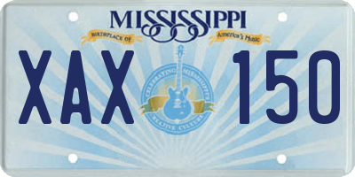 MS license plate XAX150