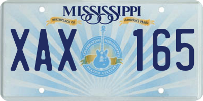 MS license plate XAX165